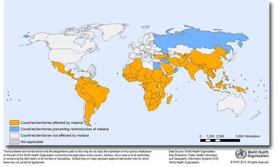 Malaria: distribuzione geografica